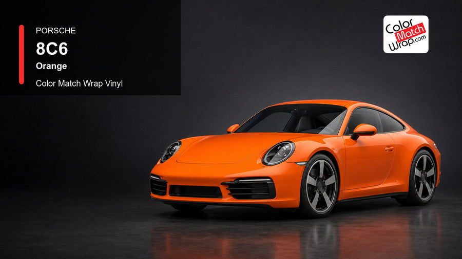 Porsche 8C6 Orange Color Match Wrap Vinyl generated vehicle graphic