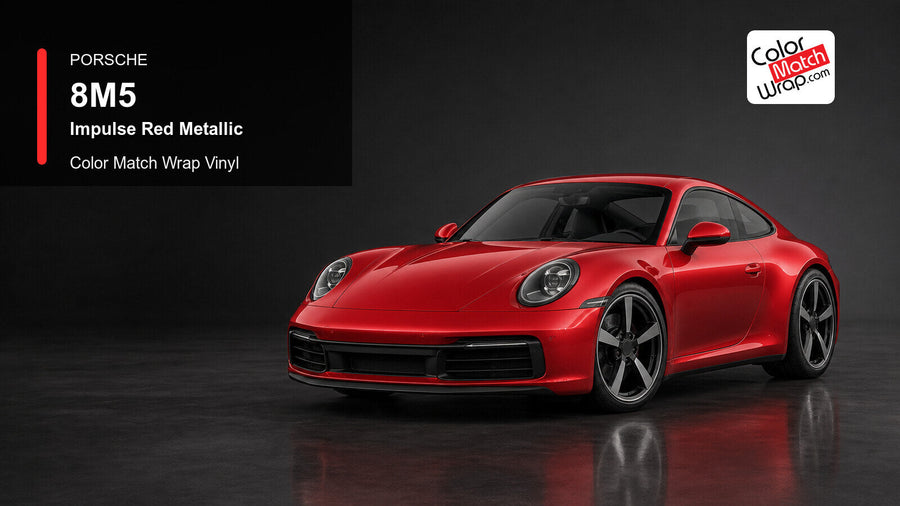Porsche 8M5 Impulse Red Metallic Color Match Wrap Vinyl generated vehicle graphic