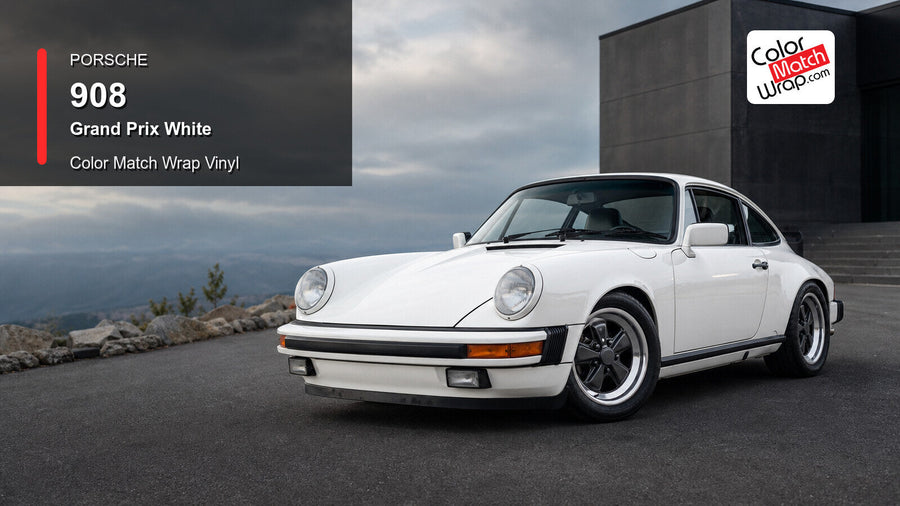 Generated Porsche 911 G-model presentation in Porsche 908 Grand Prix White for paint-code vinyl repair and restoration