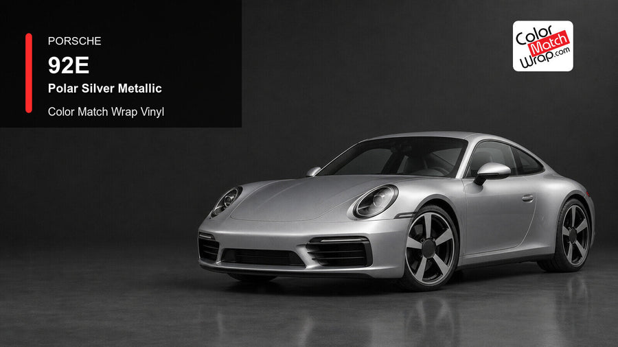 Porsche 92E Polar Silver Metallic Color Match Wrap Vinyl generated vehicle graphic