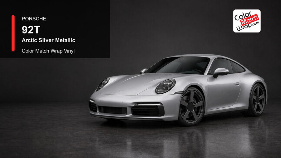 Porsche 92T Arctic Silver Metallic Color Match Wrap Vinyl generated vehicle graphic