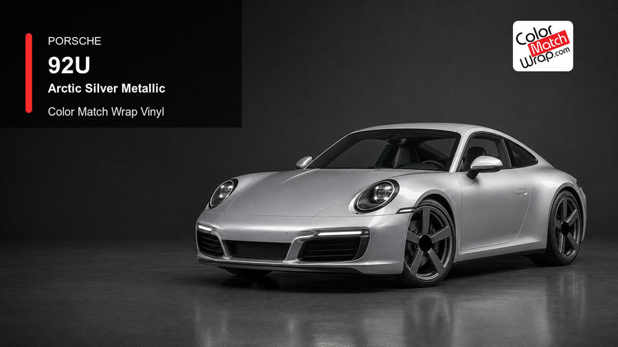Porsche 92U Arctic Silver Metallic Color Match Wrap Vinyl generated vehicle graphic