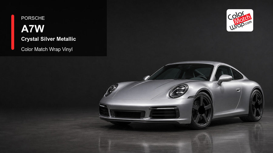 Porsche A7W Crystal Silver Metallic Color Match Wrap Vinyl generated vehicle graphic