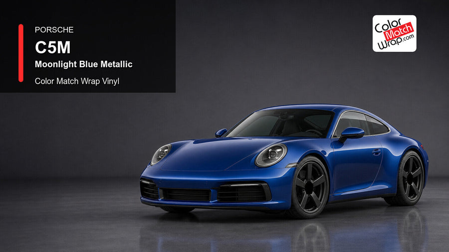 Porsche C5M Moonlight Blue Metallic Color Match Wrap Vinyl generated vehicle graphic