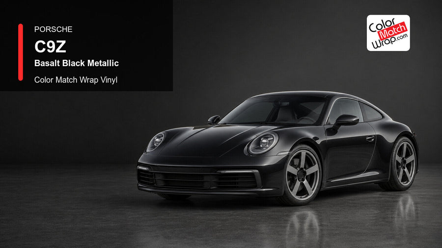 Porsche C9Z Basalt Black Metallic Color Match Wrap Vinyl generated vehicle graphic