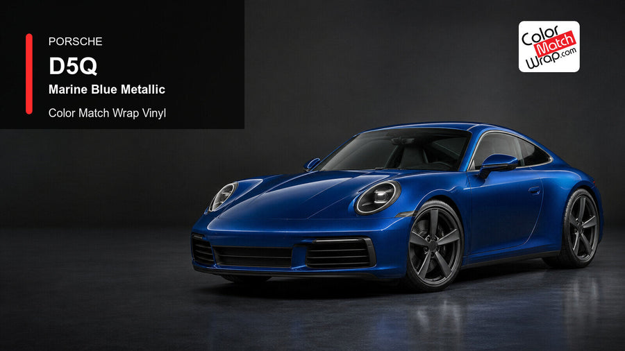 Porsche D5Q Marine Blue Metallic Color Match Wrap Vinyl generated vehicle graphic