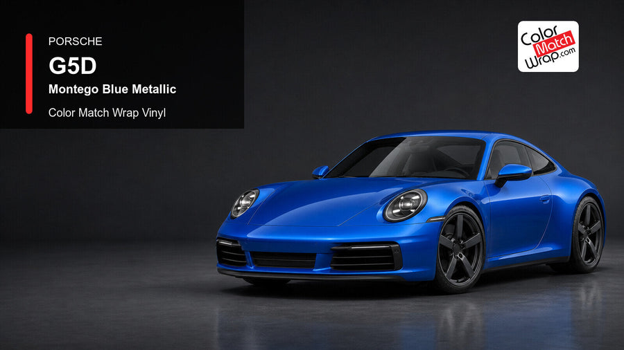 Porsche G5D Montego Blue Metallic Color Match Wrap Vinyl generated vehicle graphic