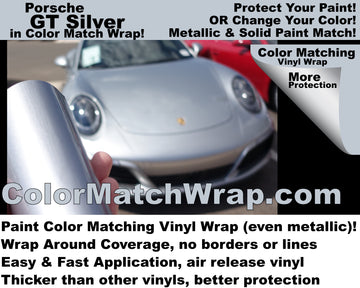 Porsche Paint Colors in Vinyl Wrap - GT Silver M7Z Matching Vinyl Wrap
