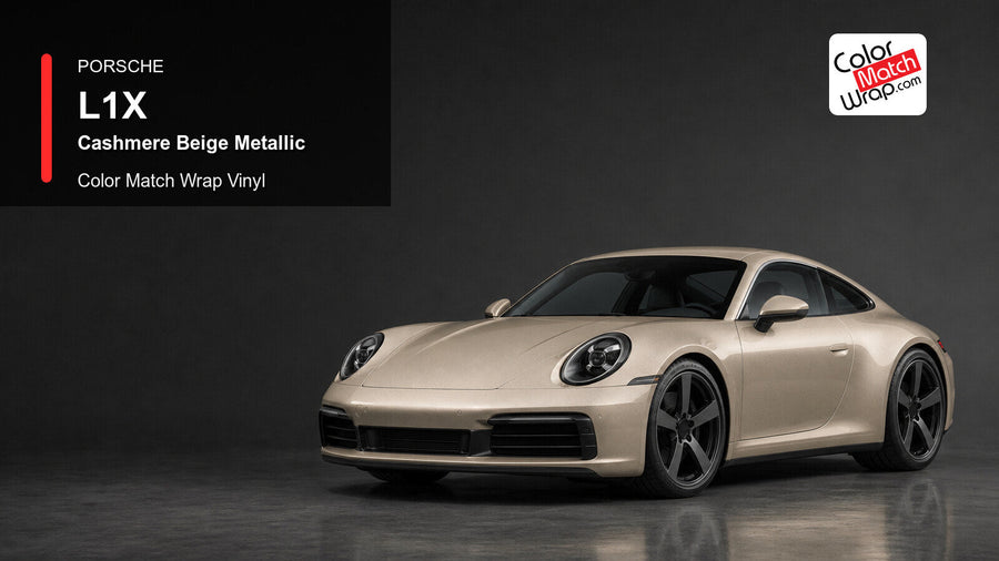Porsche L1X Cashmere Beige Metallic Color Match Wrap Vinyl generated vehicle graphic