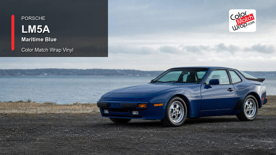 Generated Porsche 944 presentation in Porsche LM5A Maritime Blue for paint-code vinyl repair and restoration