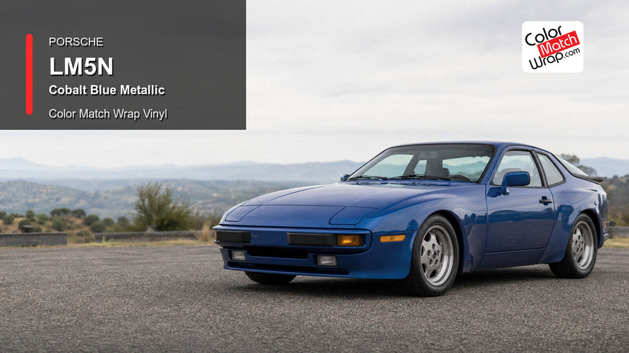 Generated Porsche 944 presentation in Porsche LM5N Cobalt Blue Metallic for paint-code vinyl repair and restoration