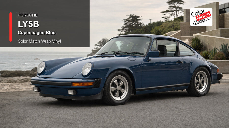 Porsche LY5B Copenhagen Blue Color Match Wrap Vinyl generated vehicle graphic