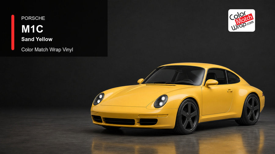 Porsche M1C Sand Yellow Color Match Wrap Vinyl generated vehicle graphic