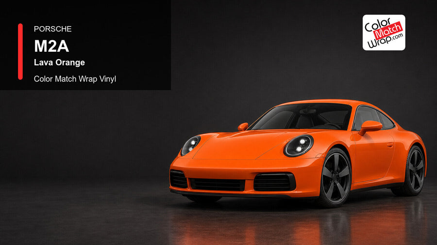 Porsche M2A Lava Orange Color Match Wrap Vinyl generated vehicle graphic