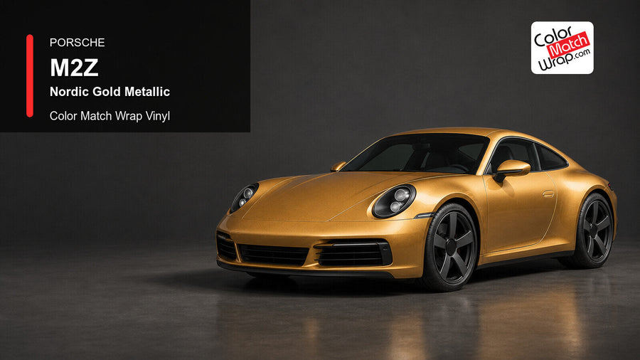 Porsche M2Z Nordic Gold Metallic Color Match Wrap Vinyl generated vehicle graphic