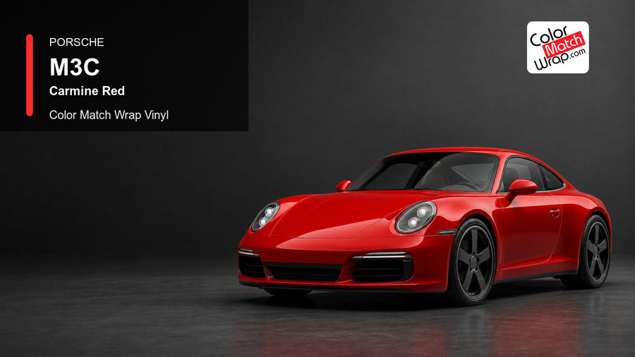 Porsche M3C Carmine Red Color Match Wrap Vinyl generated vehicle graphic