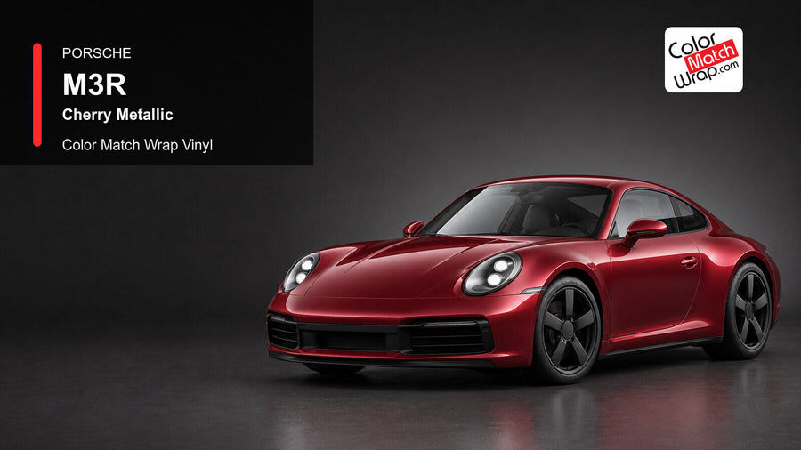 Porsche M3R Cherry Metallic Color Match Wrap Vinyl generated vehicle graphic