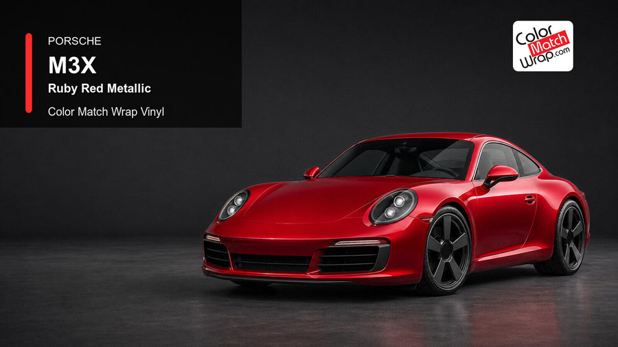Porsche M3X Ruby Red Metallic Color Match Wrap Vinyl generated vehicle graphic