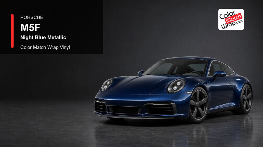 Porsche M5F Night Blue Metallic Color Match Wrap Vinyl generated vehicle graphic