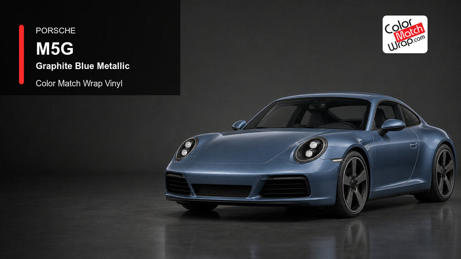 Porsche M5G Graphite Blue Metallic Color Match Wrap Vinyl generated vehicle graphic