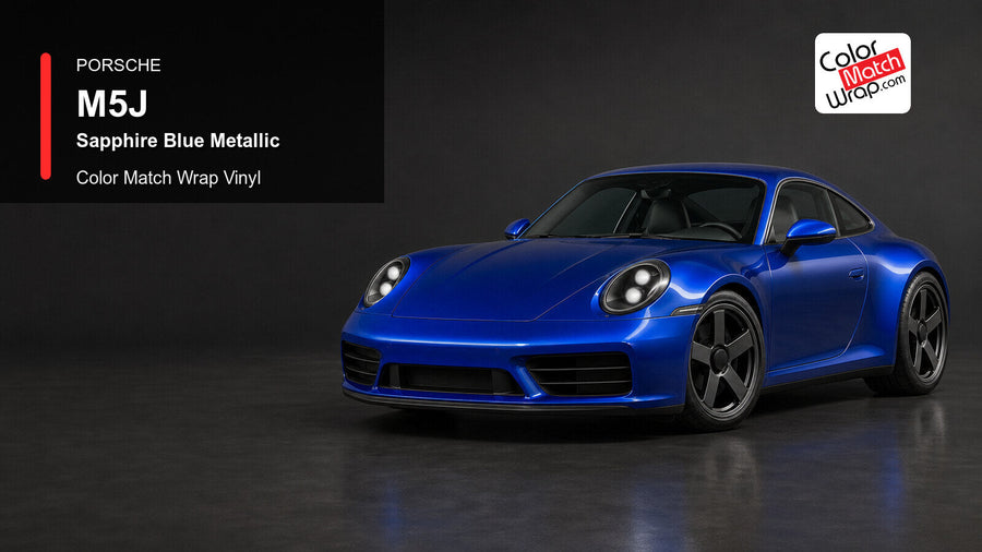 Porsche M5J Sapphire Blue Metallic Color Match Wrap Vinyl generated vehicle graphic