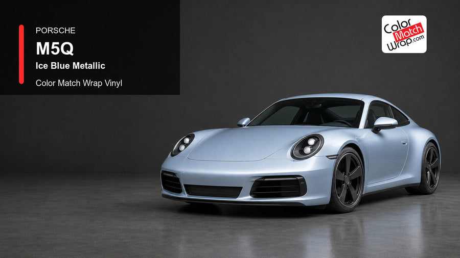 Porsche M5Q Ice Blue Metallic Color Match Wrap Vinyl generated vehicle graphic