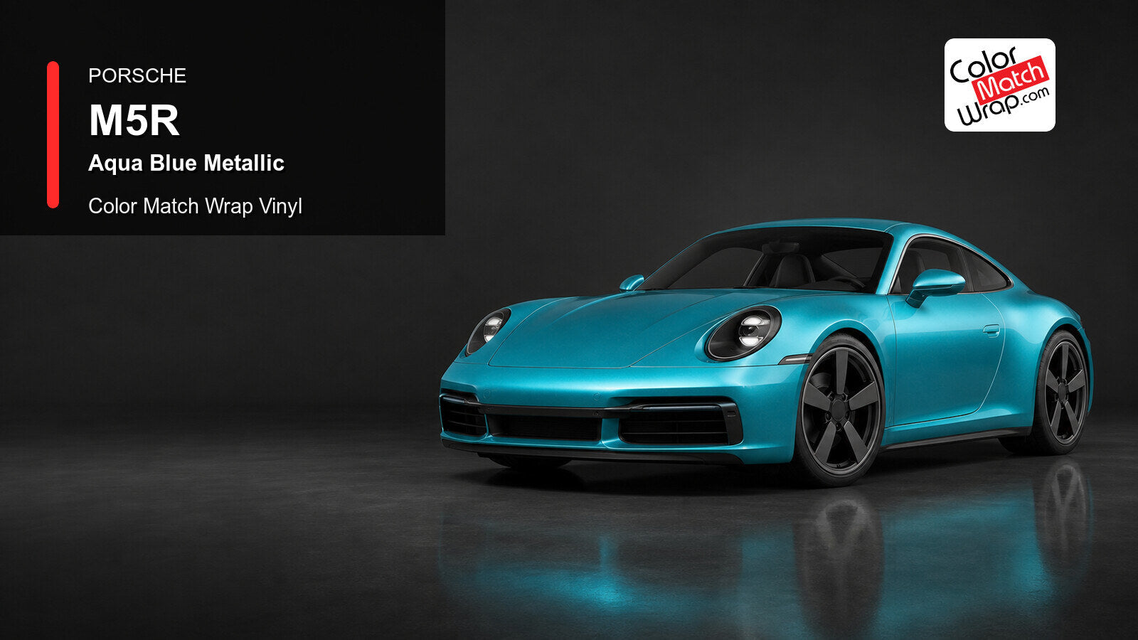 Porsche M5R Aqua Blue Metallic Color Match Wrap Vinyl