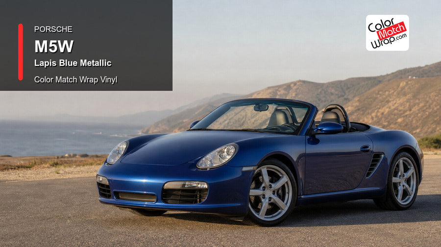 Generated Porsche Boxster Type 987 presentation in Porsche M5W Lapis Blue Metallic for paint-code vinyl repair and restoration