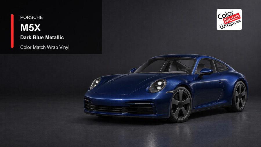 Porsche M5X Dark Blue Metallic Color Match Wrap Vinyl generated vehicle graphic