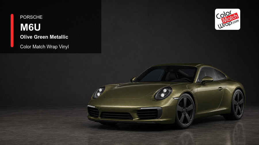 Porsche M6U Olive Green Metallic Color Match Wrap Vinyl generated vehicle graphic