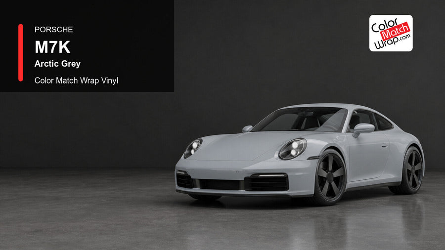 Porsche M7K Arctic Grey Color Match Wrap Vinyl generated vehicle graphic