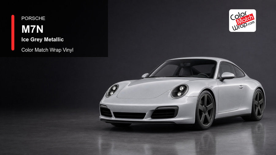 Porsche M7N Ice Grey Metallic Color Match Wrap Vinyl generated vehicle graphic