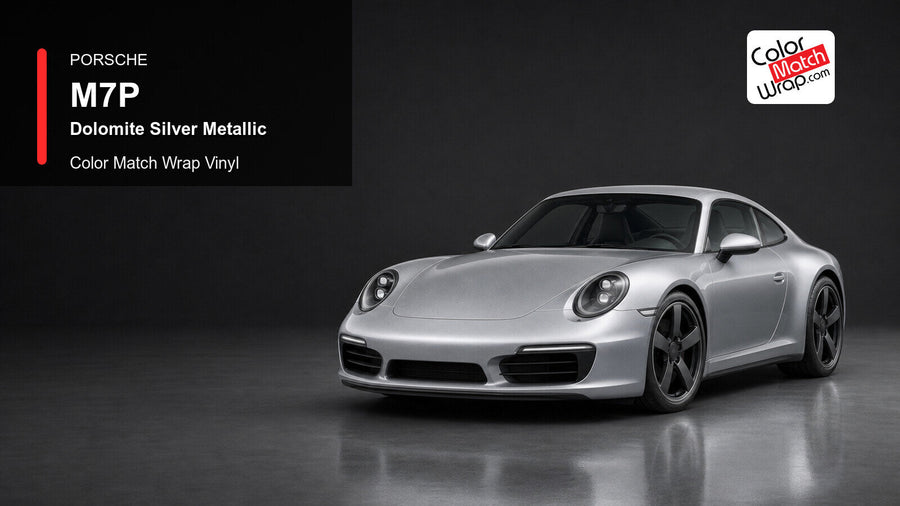 Porsche M7P Dolomite Silver Metallic Color Match Wrap Vinyl generated vehicle graphic