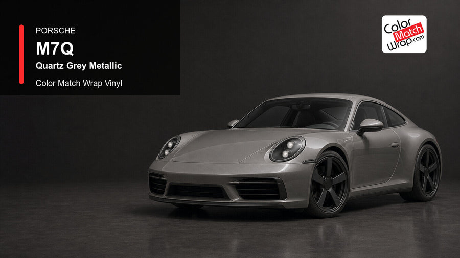 Porsche M7Q Quartz Grey Metallic Color Match Wrap Vinyl generated vehicle graphic