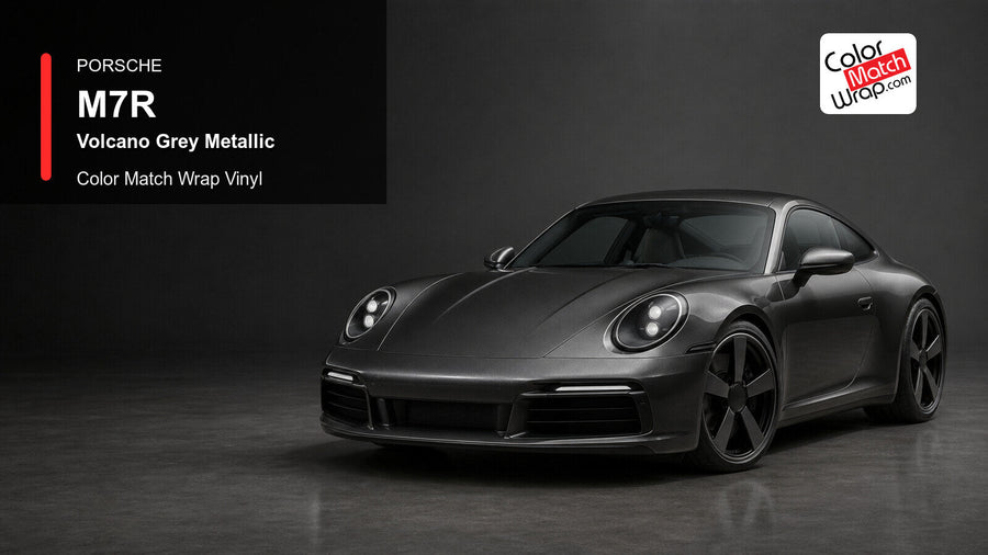 Porsche M7R Volcano Grey Metallic Color Match Wrap Vinyl generated vehicle graphic