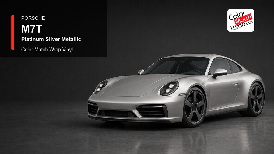Porsche M7T Platinum Silver Metallic Color Match Wrap Vinyl generated vehicle graphic