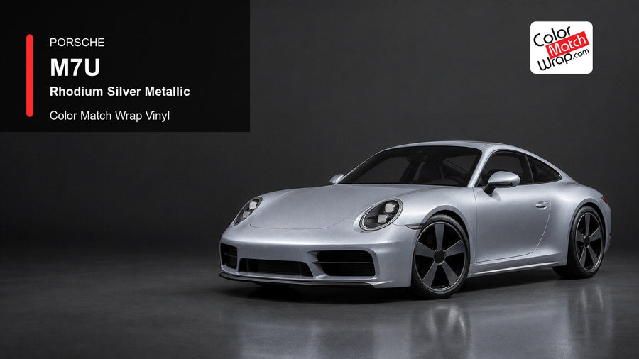 Porsche M7U Rhodium Silver Metallic Color Match Wrap Vinyl generated vehicle graphic