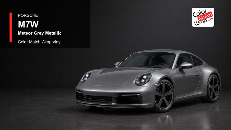Porsche M7W Meteor Grey Metallic Color Match Wrap Vinyl generated vehicle graphic