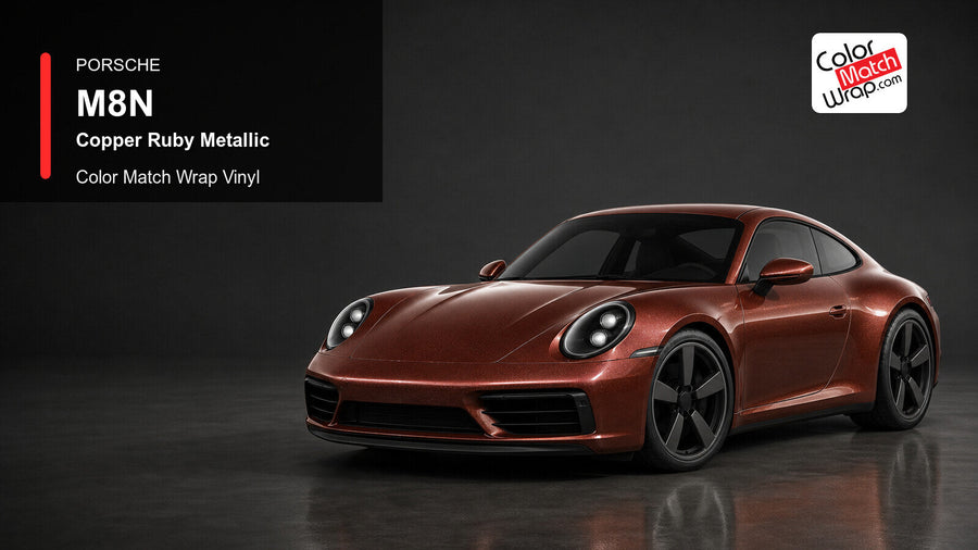 Porsche M8N Copper Ruby Metallic Color Match Wrap Vinyl generated vehicle graphic