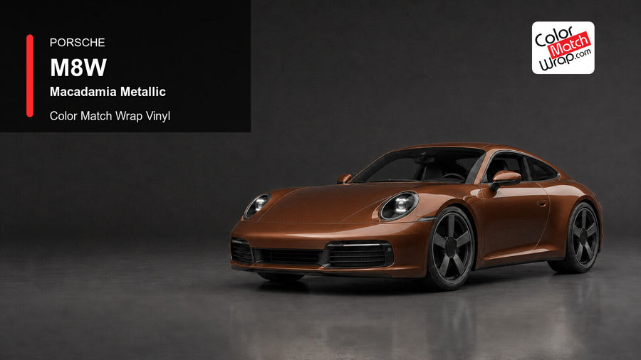 Porsche M8W Macadamia Metallic Color Match Wrap Vinyl generated vehicle graphic