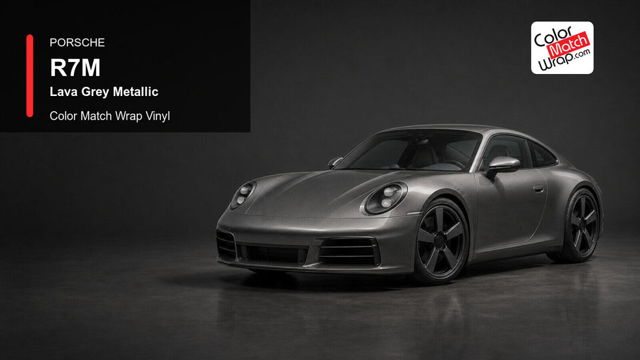 Porsche R7M Lava Grey Metallic Color Match Wrap Vinyl generated vehicle graphic