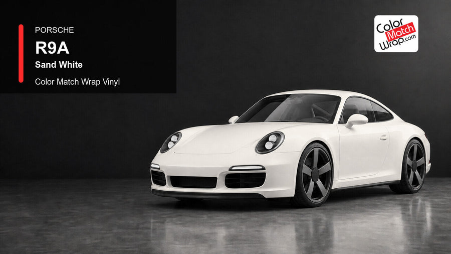 Porsche R9A Sand White Color Match Wrap Vinyl generated vehicle graphic