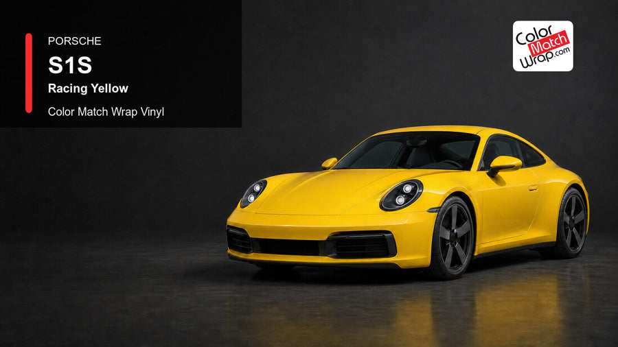 Porsche S1S Racing Yellow Color Match Wrap Vinyl generated vehicle graphic