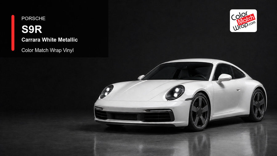 Porsche S9R Carrara White Metallic Color Match Wrap Vinyl generated vehicle graphic
