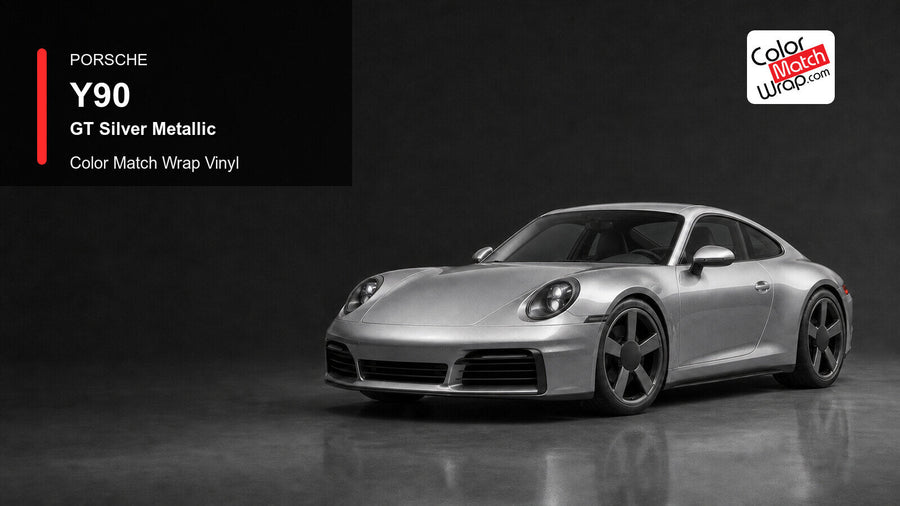 Porsche Y90 GT Silver Metallic Color Match Wrap Vinyl generated vehicle graphic