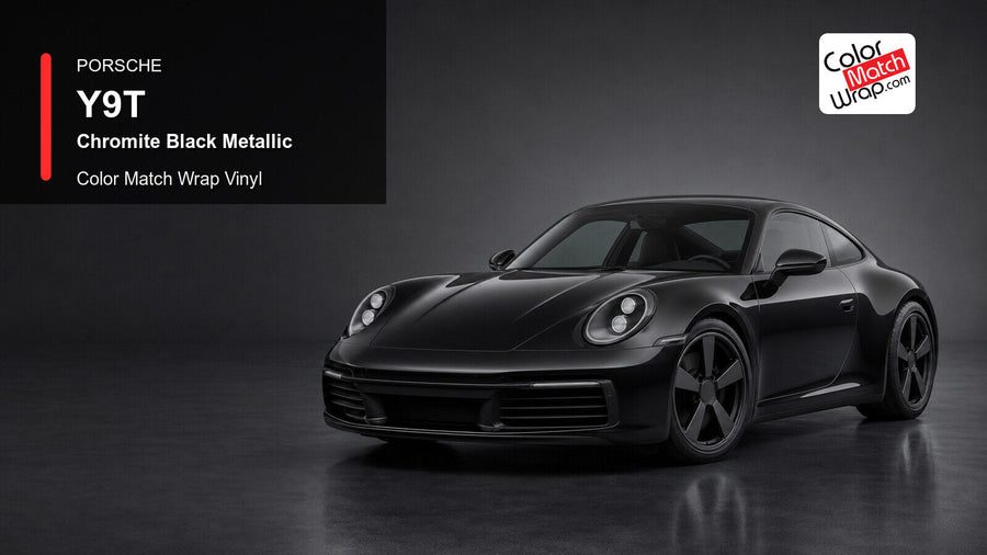 Porsche Y9T Chromite Black Metallic Color Match Wrap Vinyl generated vehicle graphic