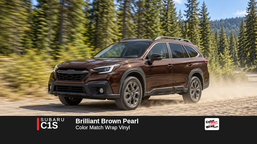 Illustrative Outback-inspired wagon in Subaru C1S Brilliant Brown Pearl with Color Match Wrap branding
