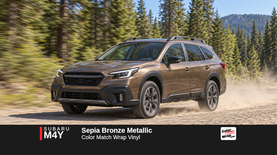 Illustrative Outback-inspired wagon in Subaru M4Y Sepia Bronze Metallic with Color Match Wrap branding