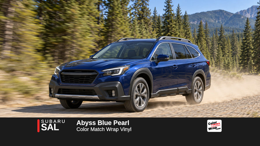Illustrative Outback-inspired wagon in Subaru SAL Abyss Blue Pearl with Color Match Wrap branding