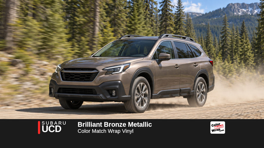 Illustrative Outback-inspired wagon in Subaru UCD Brilliant Bronze Metallic with Color Match Wrap branding